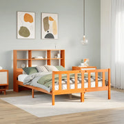 Letto Libreria senza Materasso Marrone Cera 160x200 cm in Pino 3321724