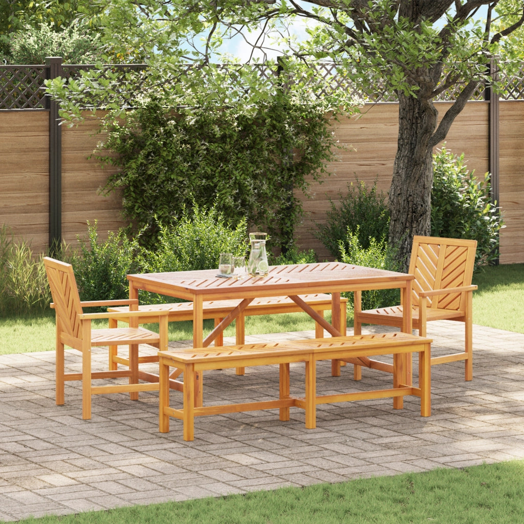 Set da Pranzo Giardino 5 Pezzi Legno Massello di Acacia