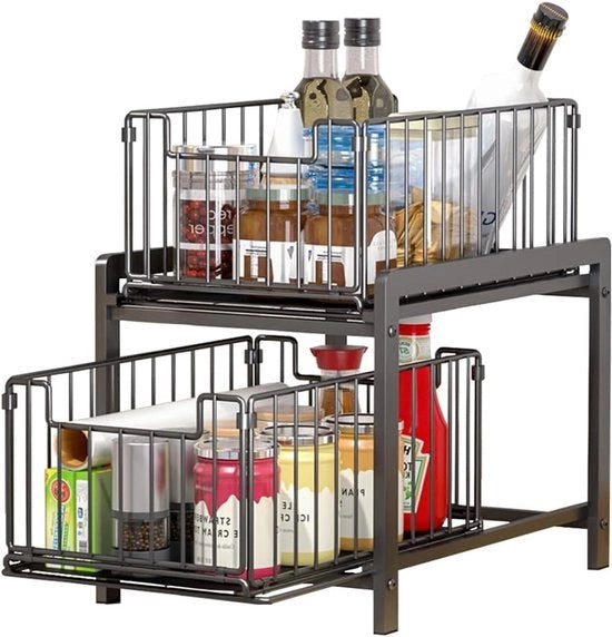 Organizzatore Cucina con 2 Lavelle e Grande Capacità – Sotto il Lavandino Ripostigli