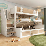 Letto a castello 90x200/140x200 con scala contenitore