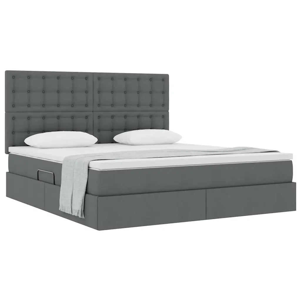Letto con contenitore e materasso Grigio scuro 160 x 200 cm
