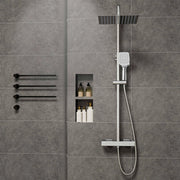 Grande soffione doccia 30x30cm con miscelatore termostatico e doccetta 25x10cm, cromo