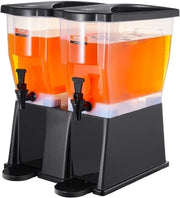 Dispensatore di Bevande - Dispenser di Bevande - Con Supporto e Valvola - Tappo di Sapa - Tappo per Limonata - 2 x 9,4 L - 415x450x530 mm