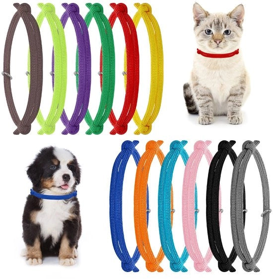 Cinturini per collo adattabili 12 pezzi - Cinturini flessibili - Doppia faccia morbida - Nylon/Polyester - Per piccoli cani/gatti - 30 cm