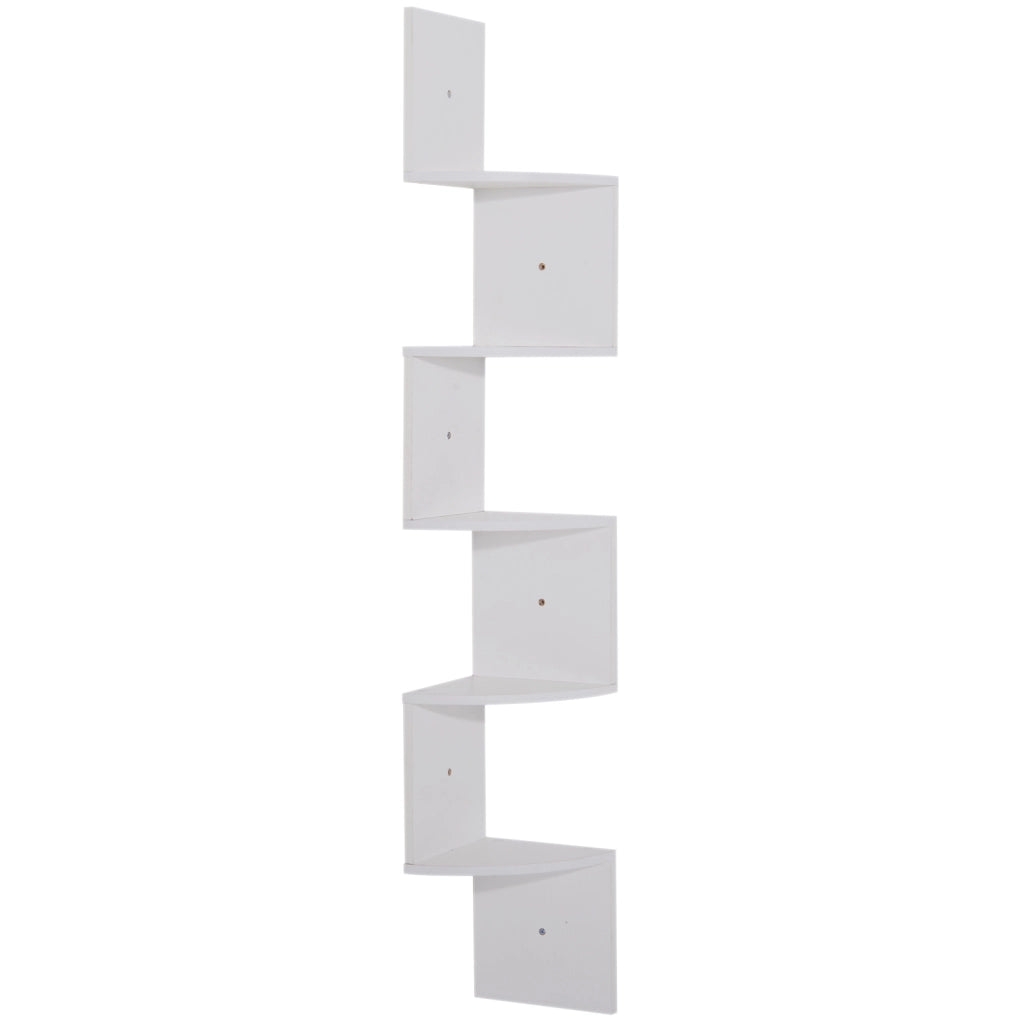 Libreria angolare a muro 5 livelli ¨C zephmum ¨C bianco 20x20x126 cm