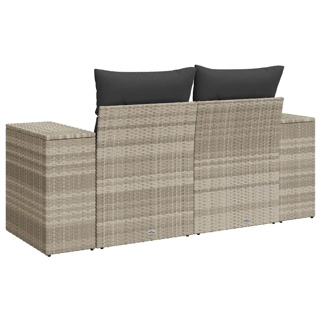 Divano da Giardino con Cuscini 2 Posti-Sofa da Giardino-Divano da esterno Grigio Chiaro Polyrattan 911952