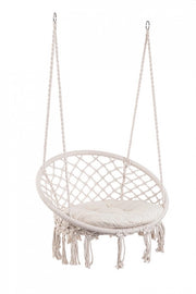 Poltrona Amaca Pensile in Macramé con Cuscino Rotonda - MONTANA