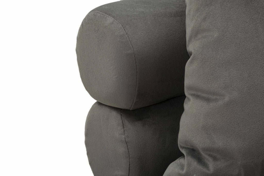 Divano fisso 2 posti Casier, Sofà dritto, Divanetto per salotto, Poltrona matrimoniale, 133x68 h69 cm, Grigio e Argento