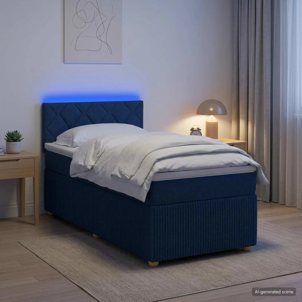 Letto box spring con materasso Blu 80 x 200 cm Tessuto 3452812