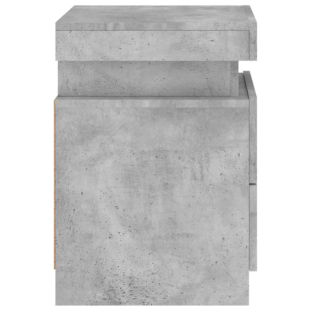 Comodini con Luci LED 2pz Grigio Cemento 35x39x55 cm