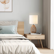 Lampada da Comodino Alfreton con Paralume Cilindrico in Tessuto Bianco lux.pro