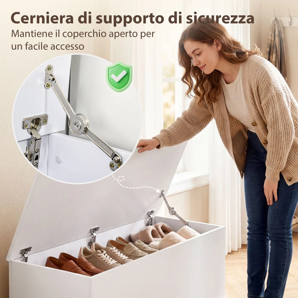 Cassapanca Contenitore Multiuso in Legno ¨C Zephmum ¨C Bianco 100x40x40cm