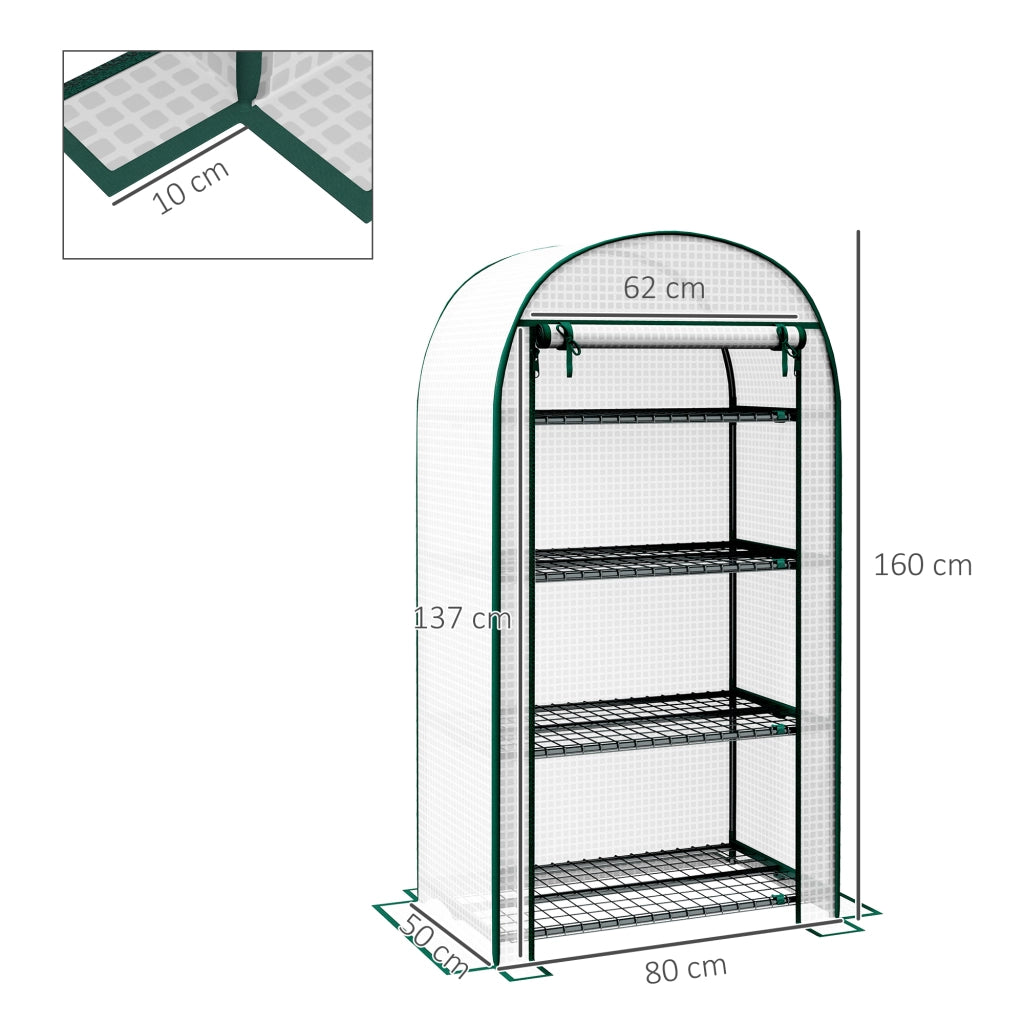 Serra da Giardino Verticale con Ripiani in Metallo ¨C zephmum ¨C Bianco 80x50x160 cm