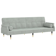 Divano letto con cuscini 216 x 89 x 70 cm velluto grigio chiaro 02_0020999
