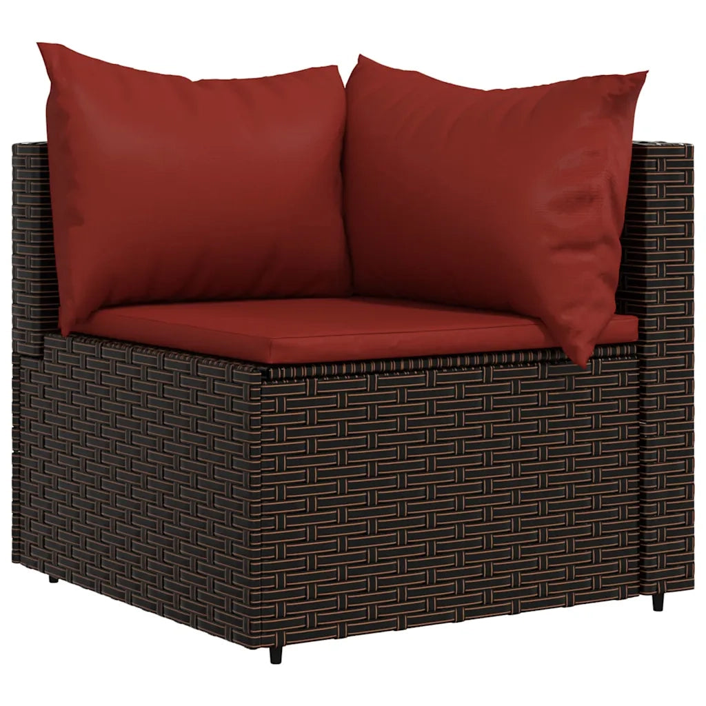 Set Mobili da Giardino 3 pz con Cuscini in Polyrattan Marrone 319812