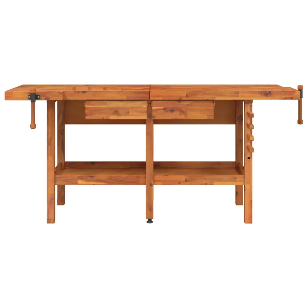 Banco Lavoro Cassetti e Morse 192x62x83cm Legno Massello Acacia 153325