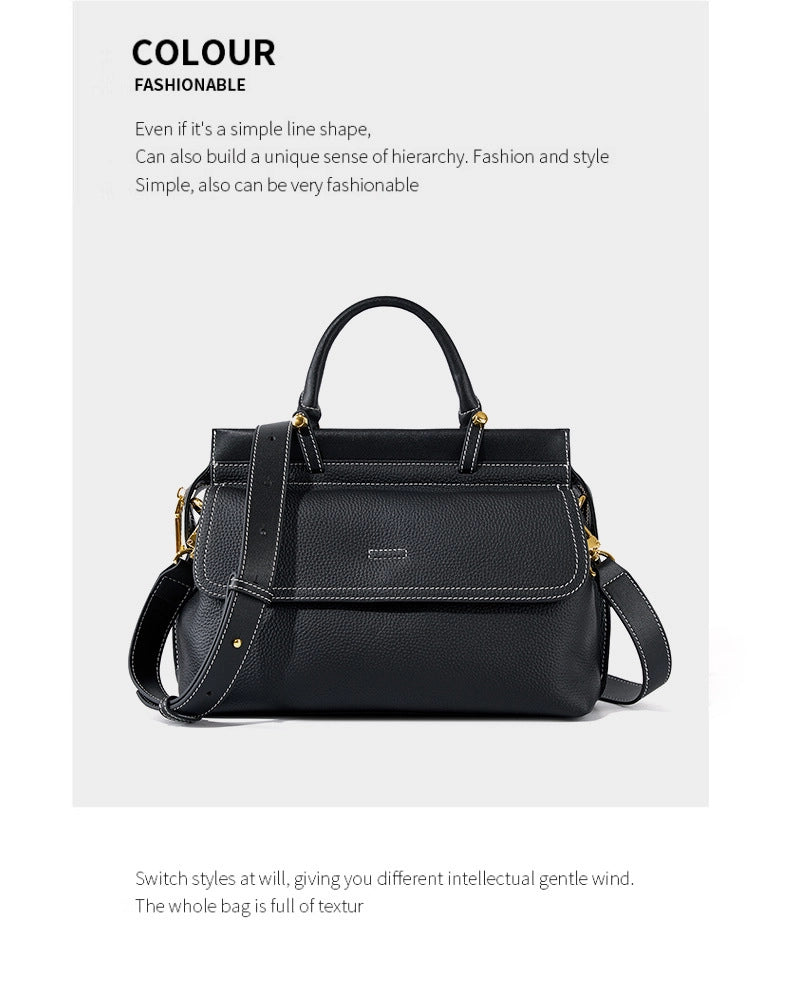 Borsa a tracolla da donna in vera pelle, stile western, nera