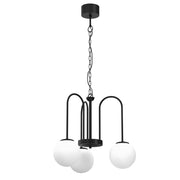 Lampada sospesa Cambridge nera, 3 sfere bianche E14