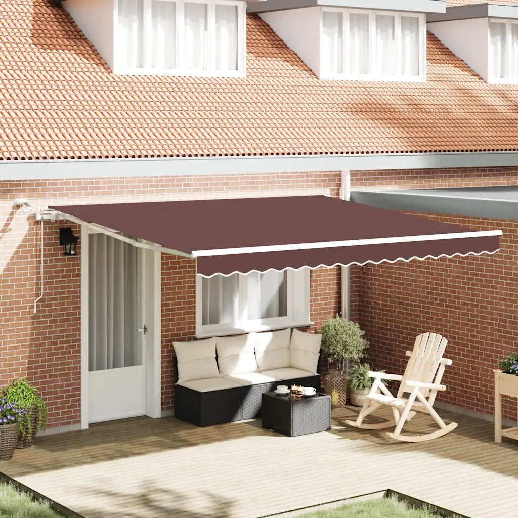 Tenda da Sole Retrattile Automatica con LED Marrone 400x300 cm 3215380