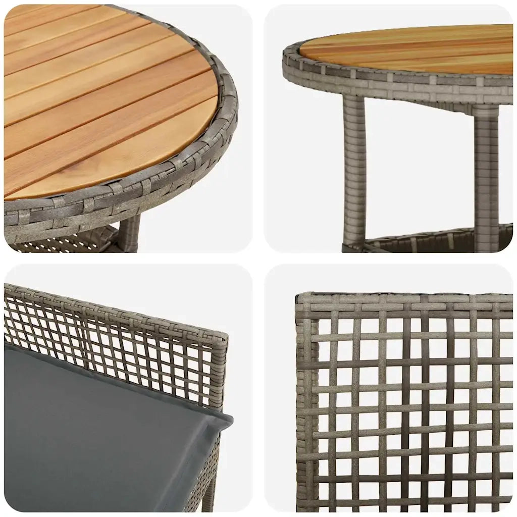 Set da Pranzo per Giardino 3 pz | Set Salotto da Giardino Grigio polyrattan
