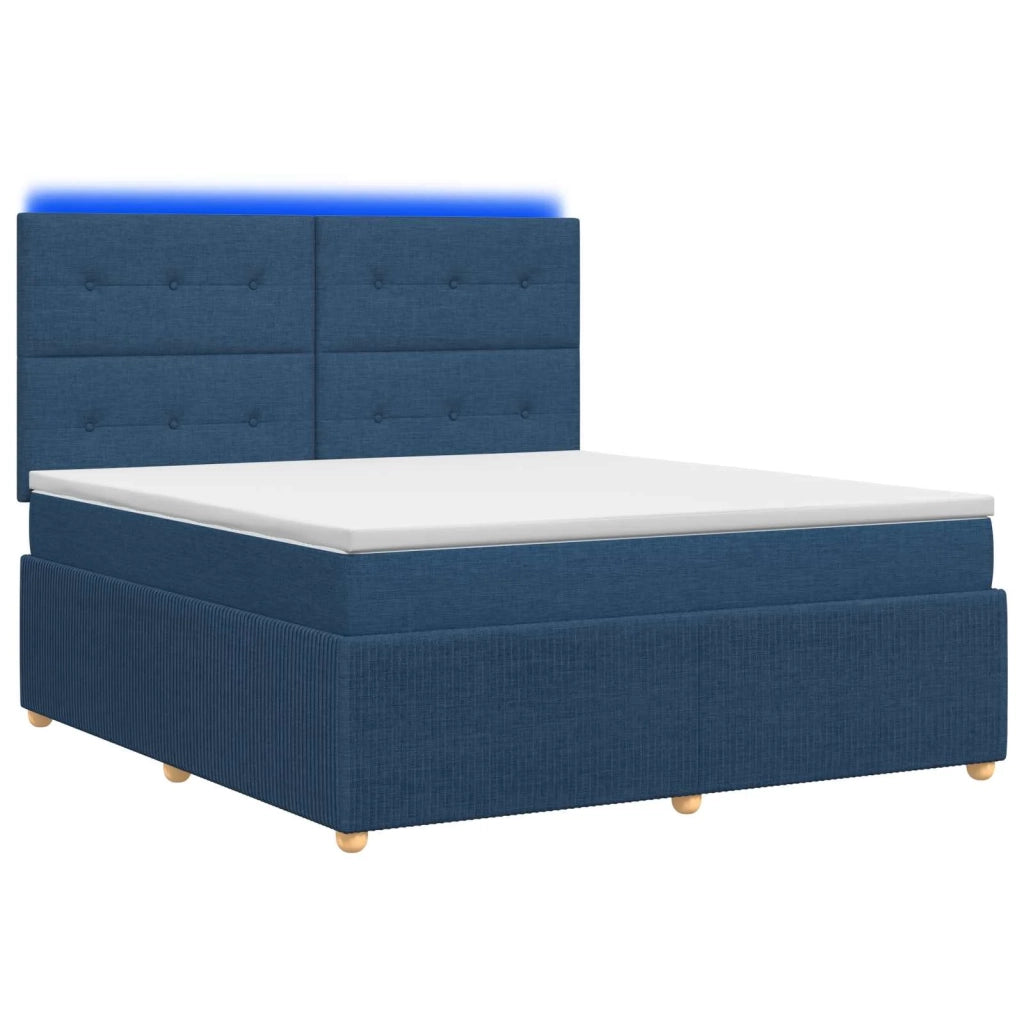 Letto Box Spring LED con Materasso Blu 180 x 200 cm Tessuto 3455922