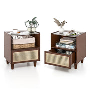 Set di 2 comodini 43 x 35 x 50 cm con contenitore nascosto stile bohémien bambù marrone 20_0009875