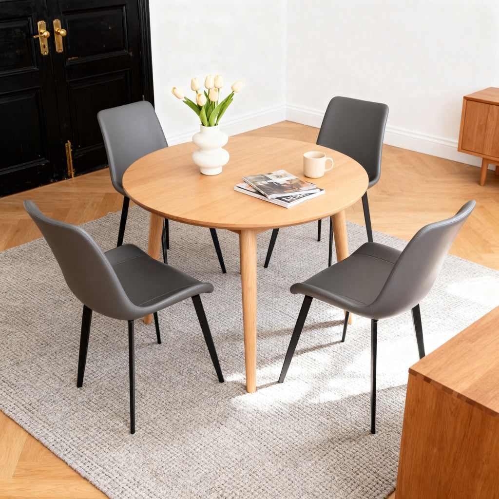 SEDIA da pranzo ergonomica in PU grigio, gambe in acciaio al carbonio, Set da 4 pezzi