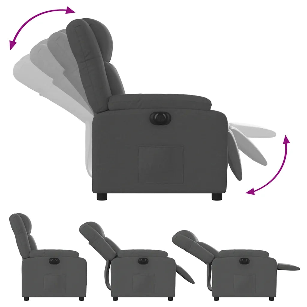 Poltrona | Sedia Relax Elettrica Reclinabile Grigio Scuro in Tessuto