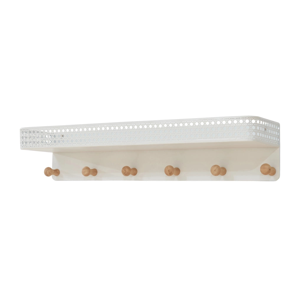 Appendiabiti da Parete Jäller con Mensola e 6 Ganci 60x14x12 cm Metallo - Bianco [en.casa]