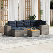 Set Divani da Giardino 7 pz con Cuscini Grigio in Polyrattan 3225550