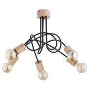 Lampada a sospensione industriale Tango Wood 5xE27 nera Alfa