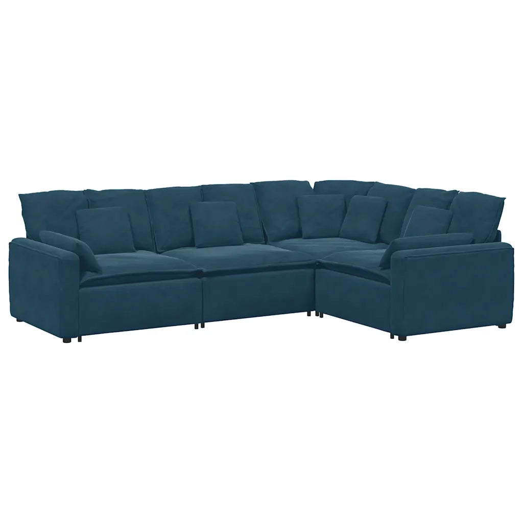 vidaXL Divano Modulare con Cuscini in Velluto Blu