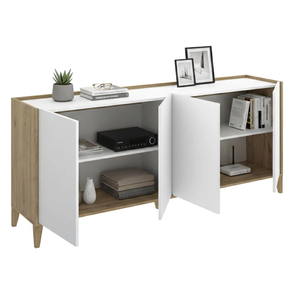 Madia Chanute, Credenza 2 Ripiani, 40x184x78h cm Bianco