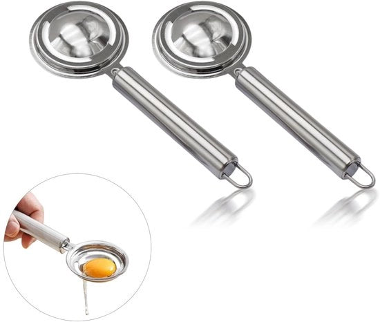 Scheidenatore per Uova 2 Pezzi - Acciaio Inossidabile - Apripomodoro per Uova - Divertente Pizzico per Uova - Attrezzo per Separazione di Ei e Albumi - Separazione Efficiente - Scheidatore per Uova