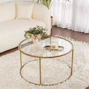 Moena, Tavolino da Salotto Forma Rotondo, 80x80x43h cm oro