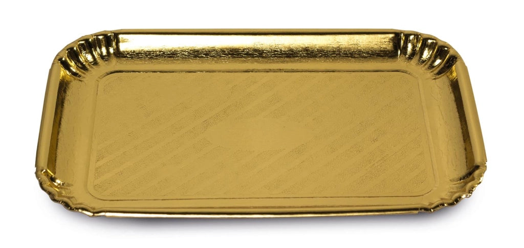 VASSOIO RETTANGOLARE ORO CON BORDI RIALZATI 23X31CM 3PZ