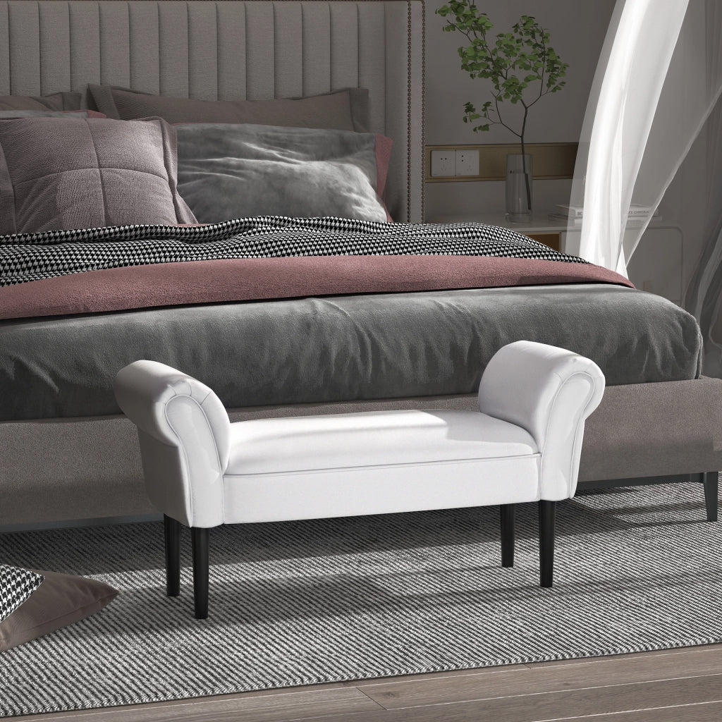 Panca Imbottita per Letto con Braccioli ¨C Zephmum ¨C Grigio 102x35x51 cm