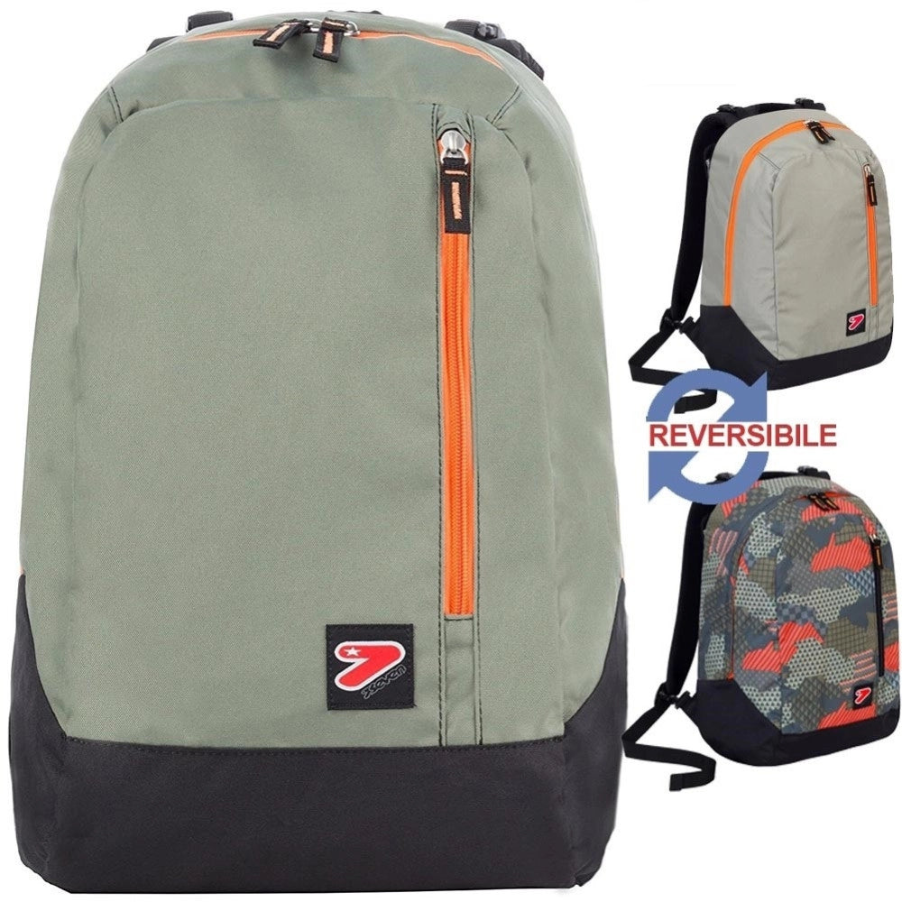Trade Shop - Zaino The Double Camouflage Grigio Reversibile 44 X 34 X 21 Cm -