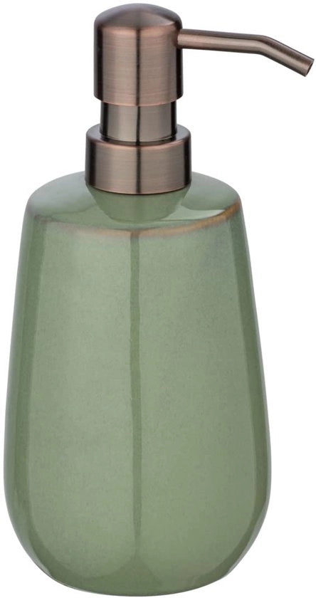 Dispensatore di sapone liquido - verde - ceramica - Ø 8 x 17,5 cm