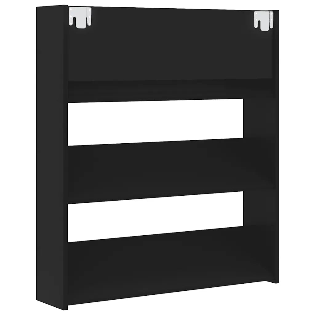 Scarpiera a Muro Nera 80x18x90 cm in Legno Multistrato 806779