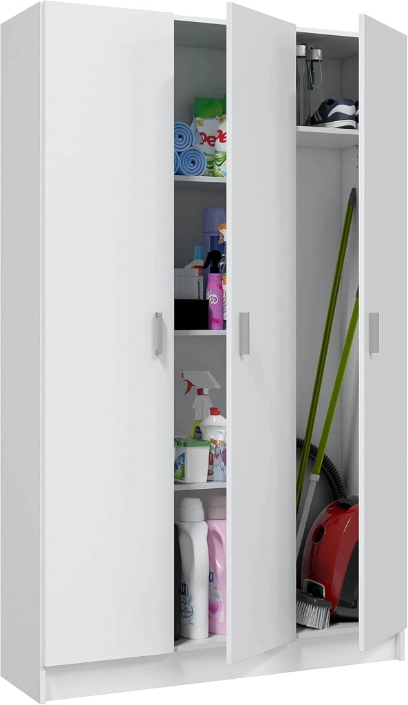 Habitdesign Mobile Multiuso Tutto in Laminato, 3 ante, Bianco Opaco