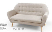 DIVANETTO DA ARREDO IN TESSUTO CON GAMBE IN LEGNO 142 X 62 X H84CM TORTORA