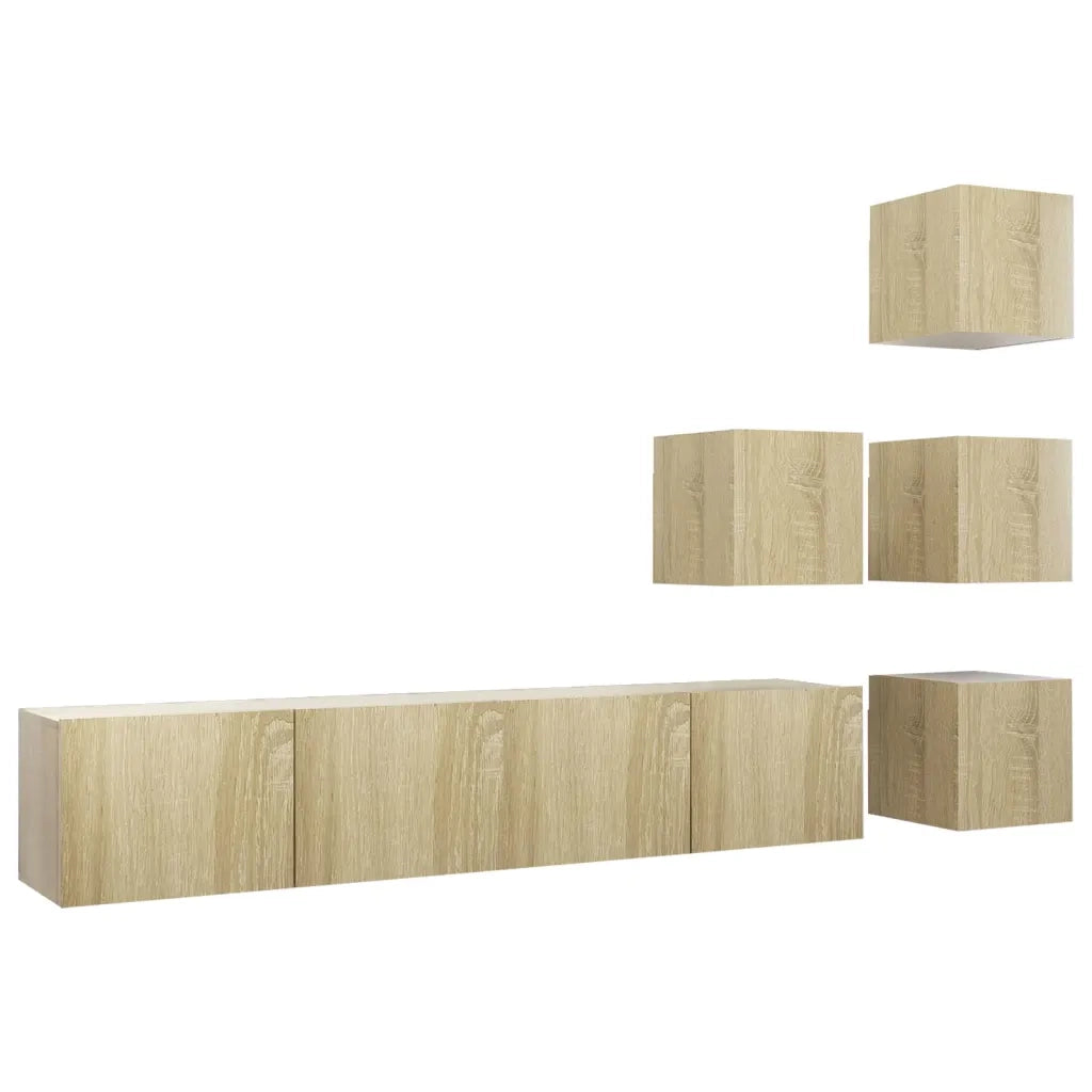 Set Porta TV 6 pz Rovere Sonoma in Truciolato cod mxl 11937