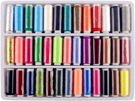 Set di filo a maglia - 39 pezzi in diverse colori per macchina da cucire o cucire a mano - 100 metri - set di filo a maglia assortito con termini di ricerca aggiuntivi.