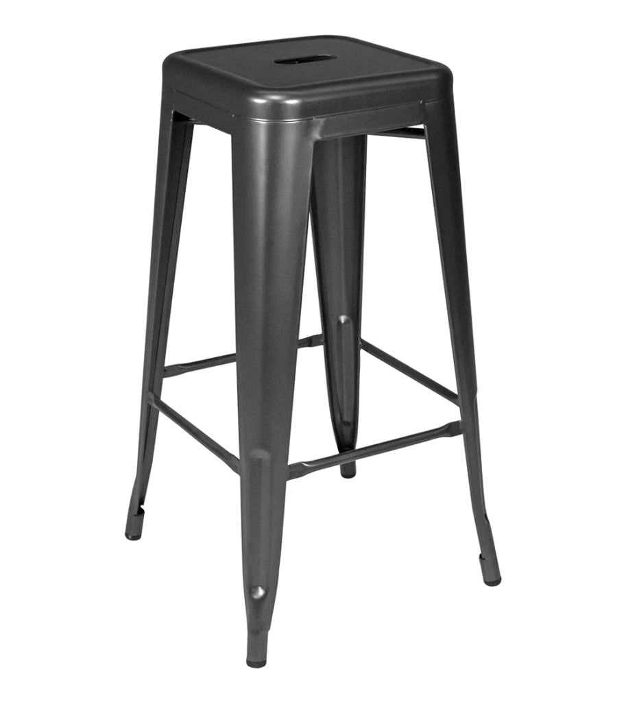 Set di 10 sgabelli bar cucina industriali in metallo grigio, sgabelli impilabili - Maggie
