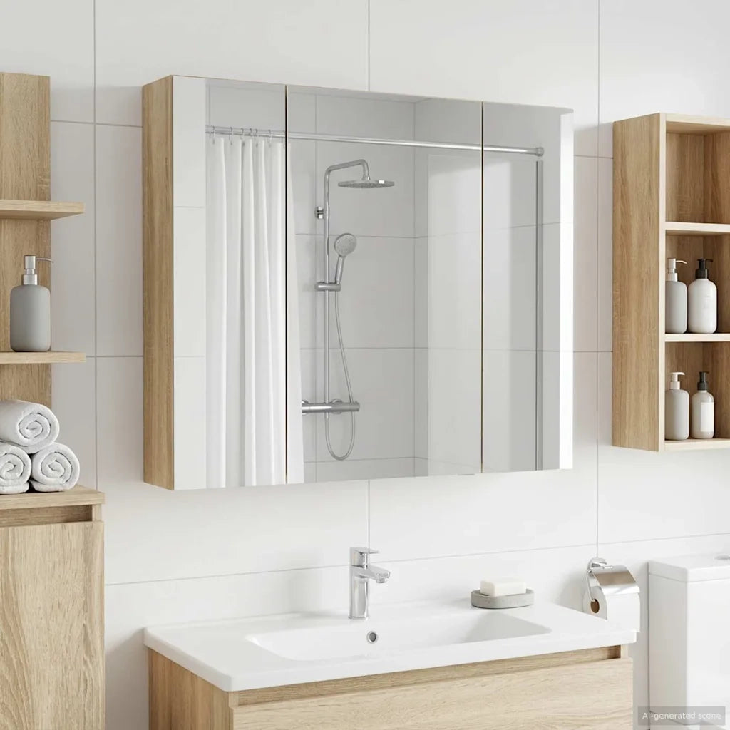Mobiletto per specchio da bagno Rovere Sonoma 80 x 14.5 x 70 cm