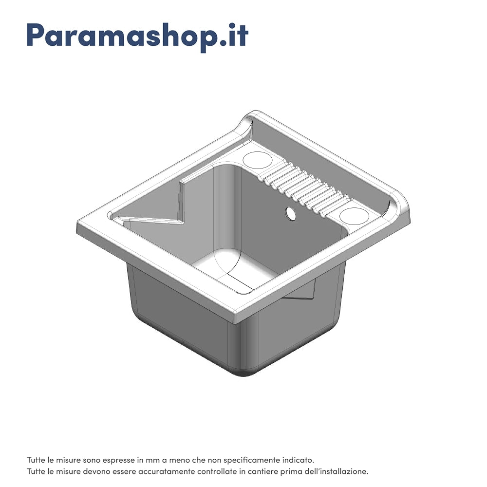 Mobile lavatoio per interni 45x50 cm bianco - vasca e asse in PP, sifone e troppopieno | Pratika