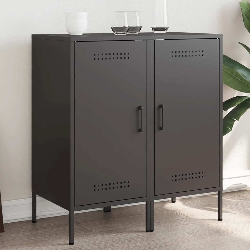 Credenze 2 pz | Madia | Buffet da pranzo | Armadio da pranzo Nere 36x39x79 cm in Acciaio