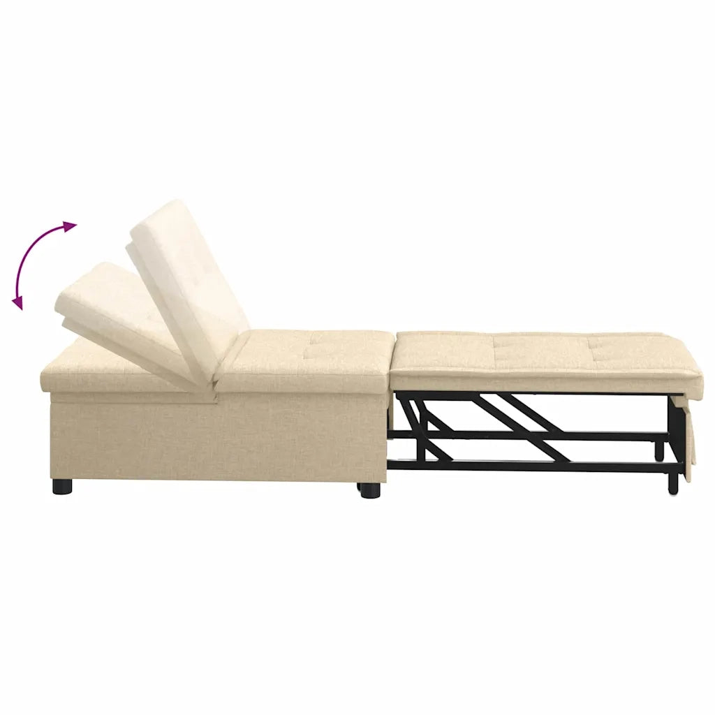 Divano Letto Estraibile-Sofa Letto-Daybed Crema 194 x 50 x 82 cm Legno compensato