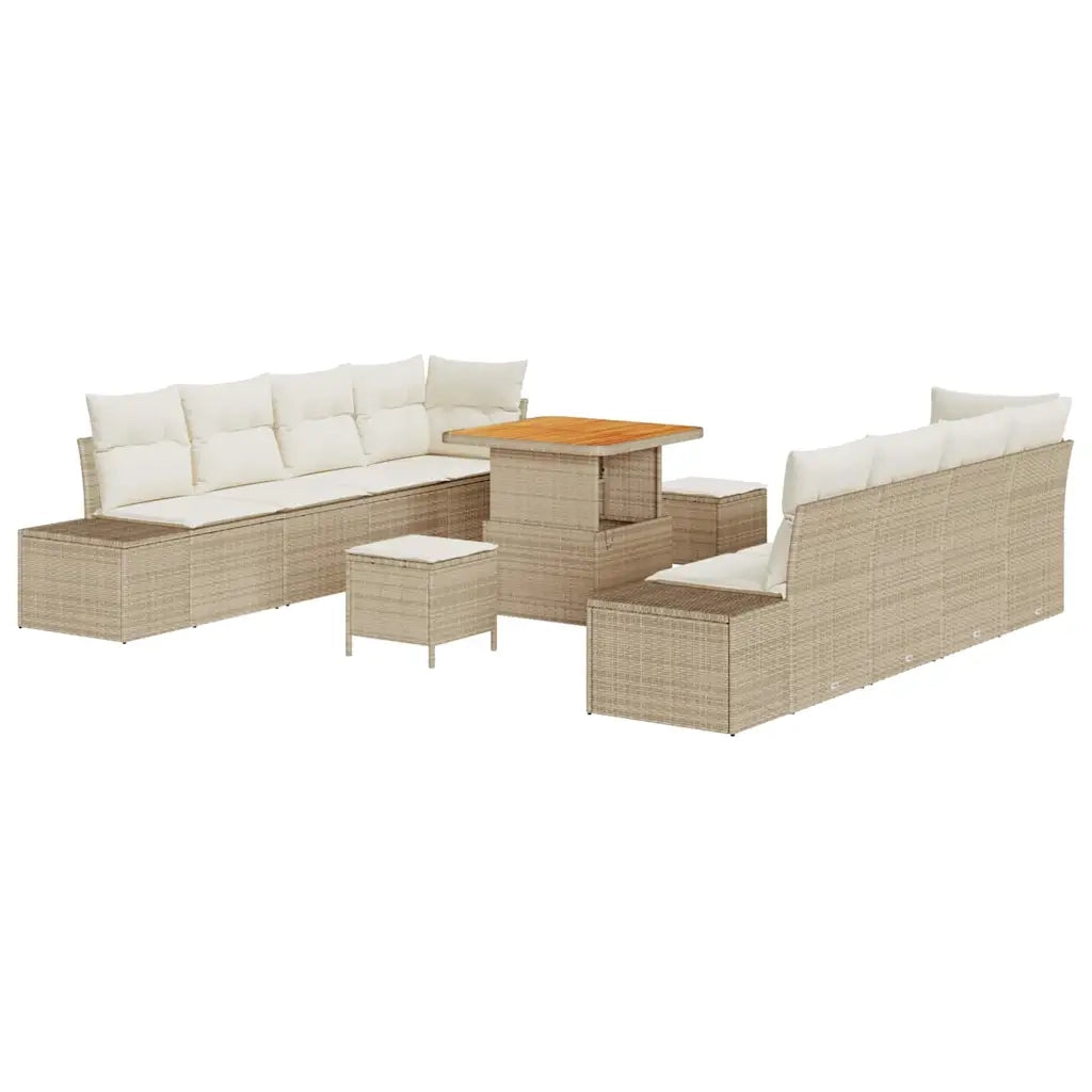 Set Divano da Giardino con cuscino 11 pcs Beige polyrattan 3362756